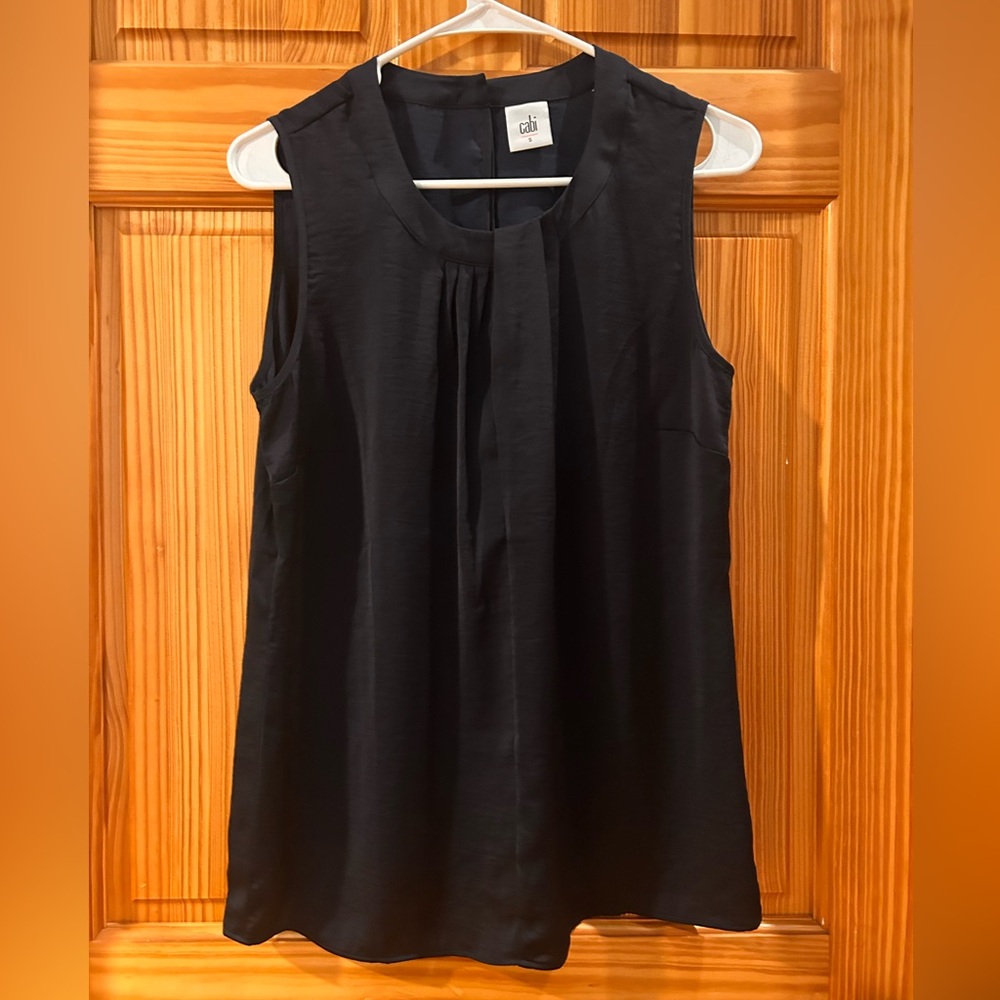 CAbi Elegant Black Sleeveless Blouse